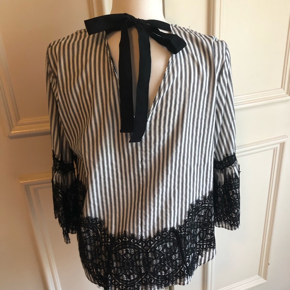 Zara striped top trimmed in lace